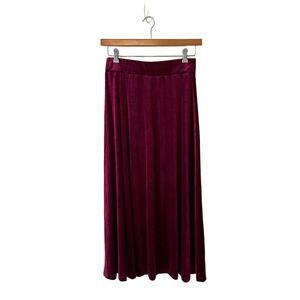 Vintage M wine red maxi skirt velvet metallic sheen classic pink BRATZ